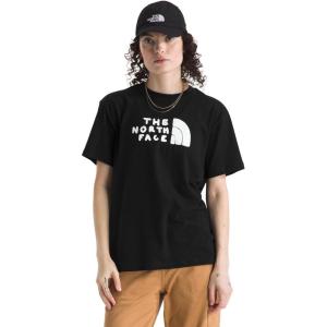 The North FACE Womens Evolution Sketch Logo Half Dome Short-Sleeve Tee | Regular Fit Cotton Shirt with Logo Graphic(Tnf Black)