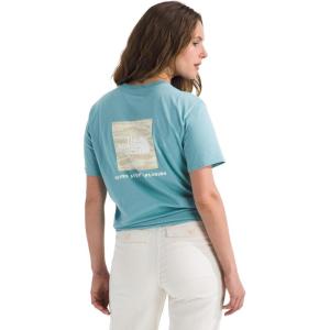 The North Face Womens Evolution Edge of Light Box NSE Short-Sleeve Tee | Regular Fit Cotton Shirt with Logo Graphic(Blue Eclipse)