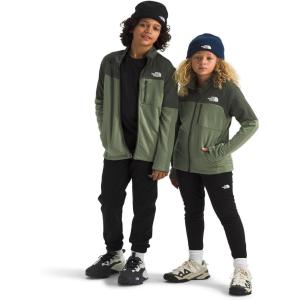 The North Face boys Hike Midlayer Full Zip Jacket(Bark Mist/New Taupe Green)