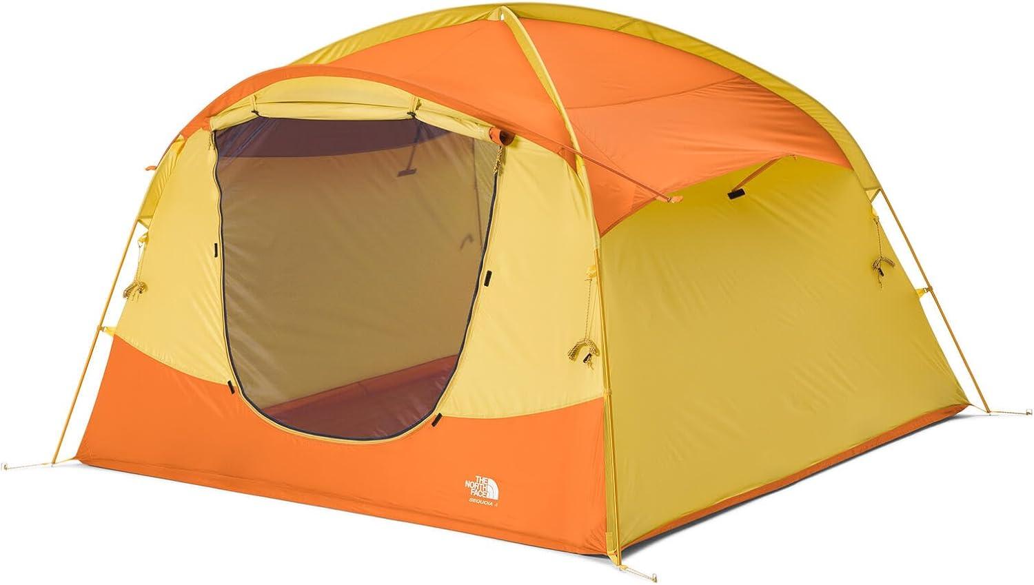 imageTHE NORTH FACE Sequoia 4 Tent FourPerson Waterproof Camping Tent Spacious ampamp Easy to Set Up Front ampamp Back Zipper Doors Side Windows Yellow SiltDesert Rust One Size