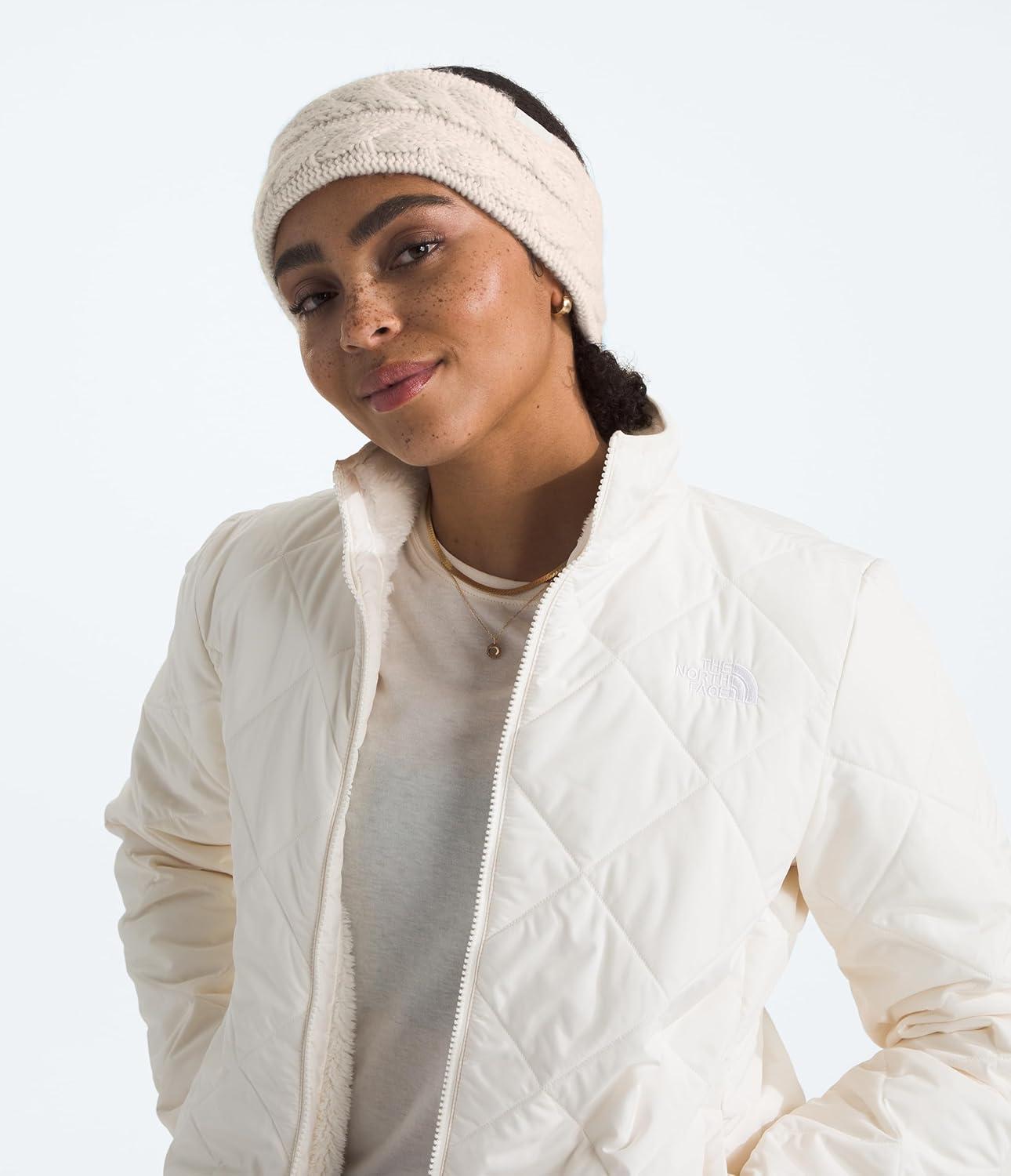 imageTHE NORTH FACE Womens Oh Mega Headband Winter Ear Warmer With Soft Cable Knit Texture ampamp Fleece LiningWhite Dune