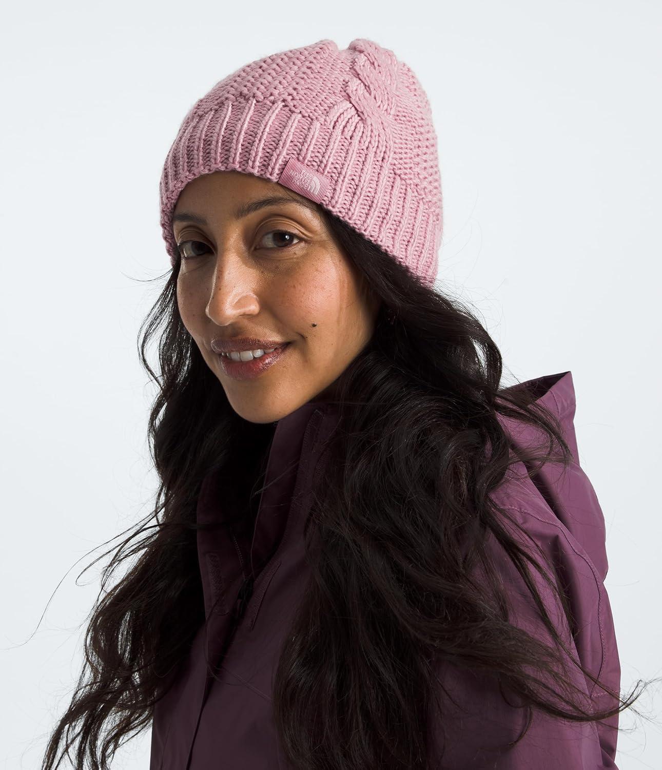 imageThe North FACE Womens Oh Mega Lined Beanie Deep Fit Cuffed Winter Hat with Soft Cable Knit Texture ampamp Fleece LiningMauve