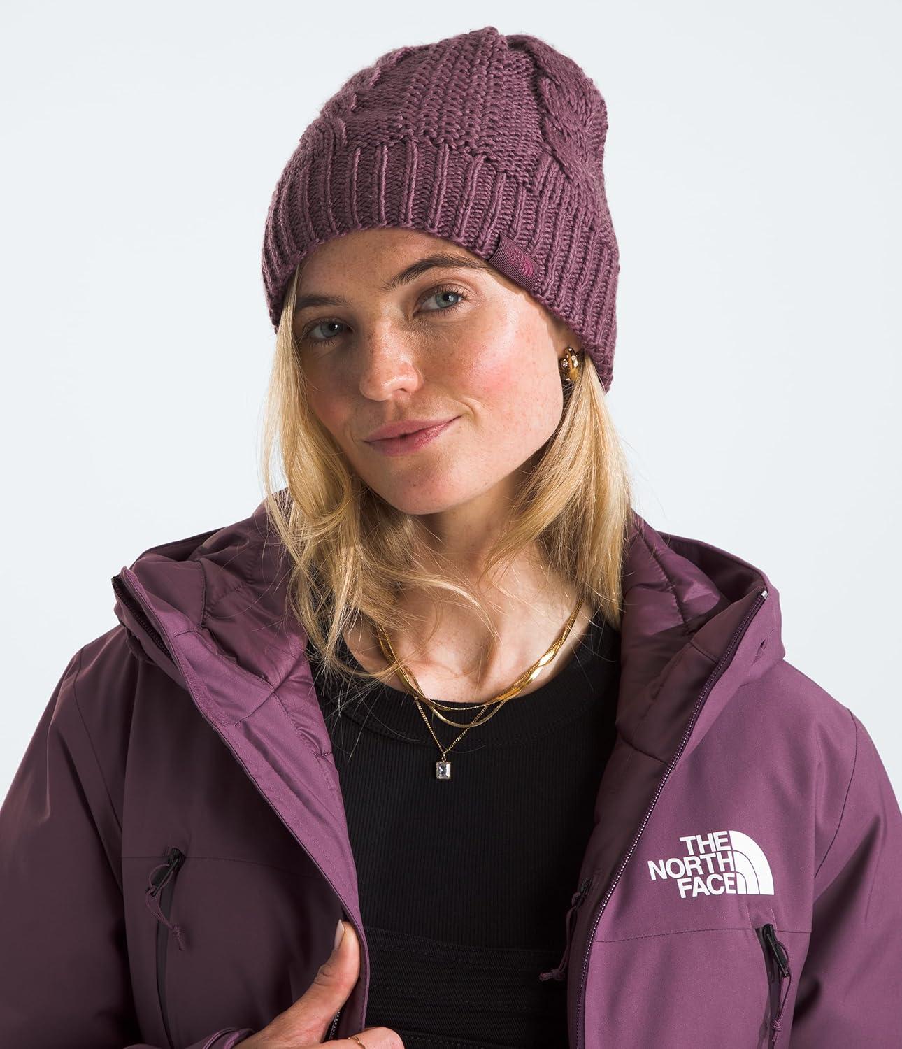 imageThe North FACE Womens Oh Mega Lined Beanie Deep Fit Cuffed Winter Hat with Soft Cable Knit Texture ampamp Fleece LiningMidnight Mauve