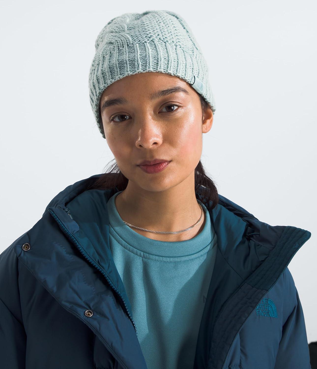 imageThe North FACE Womens Oh Mega Lined Beanie Deep Fit Cuffed Winter Hat with Soft Cable Knit Texture ampamp Fleece LiningMuted Pine