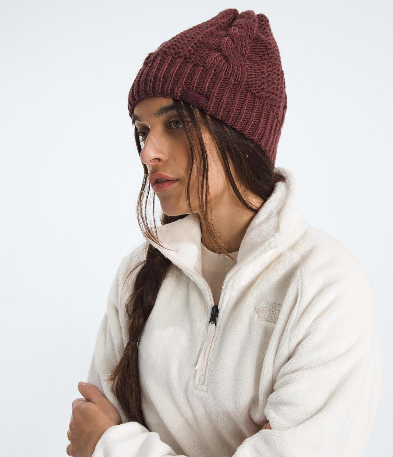 imageThe North FACE Womens Oh Mega Lined Beanie Deep Fit Cuffed Winter Hat with Soft Cable Knit Texture ampamp Fleece LiningSumac