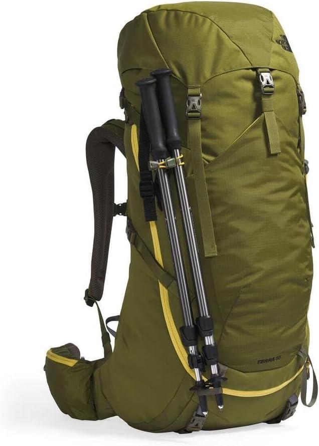 imageThe North Face Terra 55 Backpack Unisex Hiking Pack CinchTop Opening with Zipper Access Padded Hipbelt Pole ampamp Ice Axe Attachments Forest OliveNew Taupe GreenNPF LargeXLargeForest OliveNew Taupe Greennpf