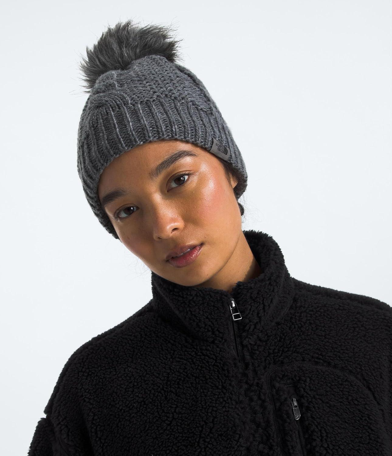 imageThe North Face Womens Oh Mega Fur Pom Lined BeanieTnf Medium Grey Heather