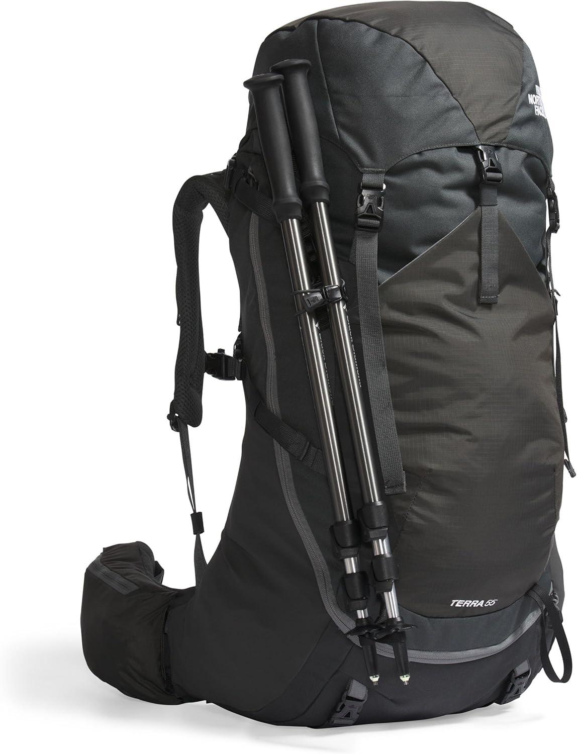 imageThe North Face Womens Terra 55 Backpack Hiking Pack with WomenSpecific Fit Padded Hipbelt CinchTop Opening Pole ampamp Ice Axe Attachments Asphalt GreyTNF BlackNPF XSmallSmallAsphalt GreyTnf Blacknpf