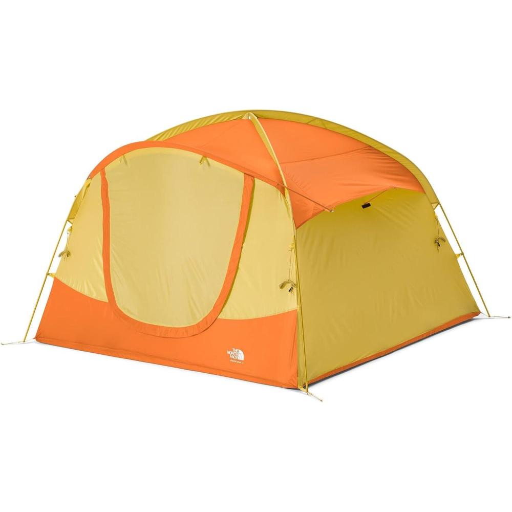 imageTHE NORTH FACE Sequoia 4 Tent FourPerson Waterproof Camping Tent Spacious ampamp Easy to Set Up Front ampamp Back Zipper Doors Side Windows Yellow SiltDesert Rust One Size