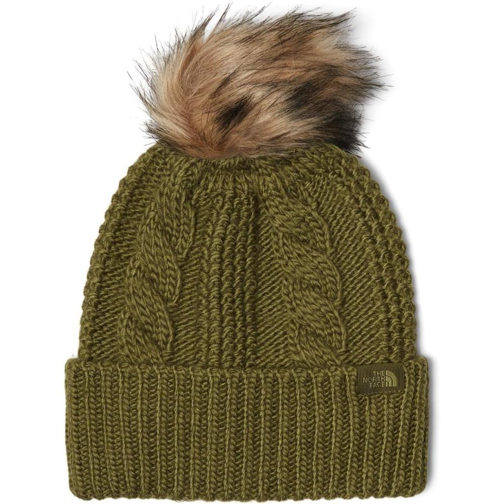 imageTHE NORTH FACE Womens Oh Mega Fur Pom Beanie Deep Fit Cuffed Winter Hat With Oversized Fauxfur Pom ampamp Cable DetailingForest Olive