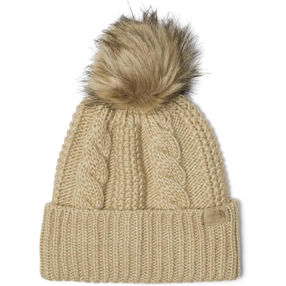 imageTHE NORTH FACE Womens Oh Mega Fur Pom Beanie Deep Fit Cuffed Winter Hat With Oversized Fauxfur Pom ampamp Cable DetailingKhaki Stone