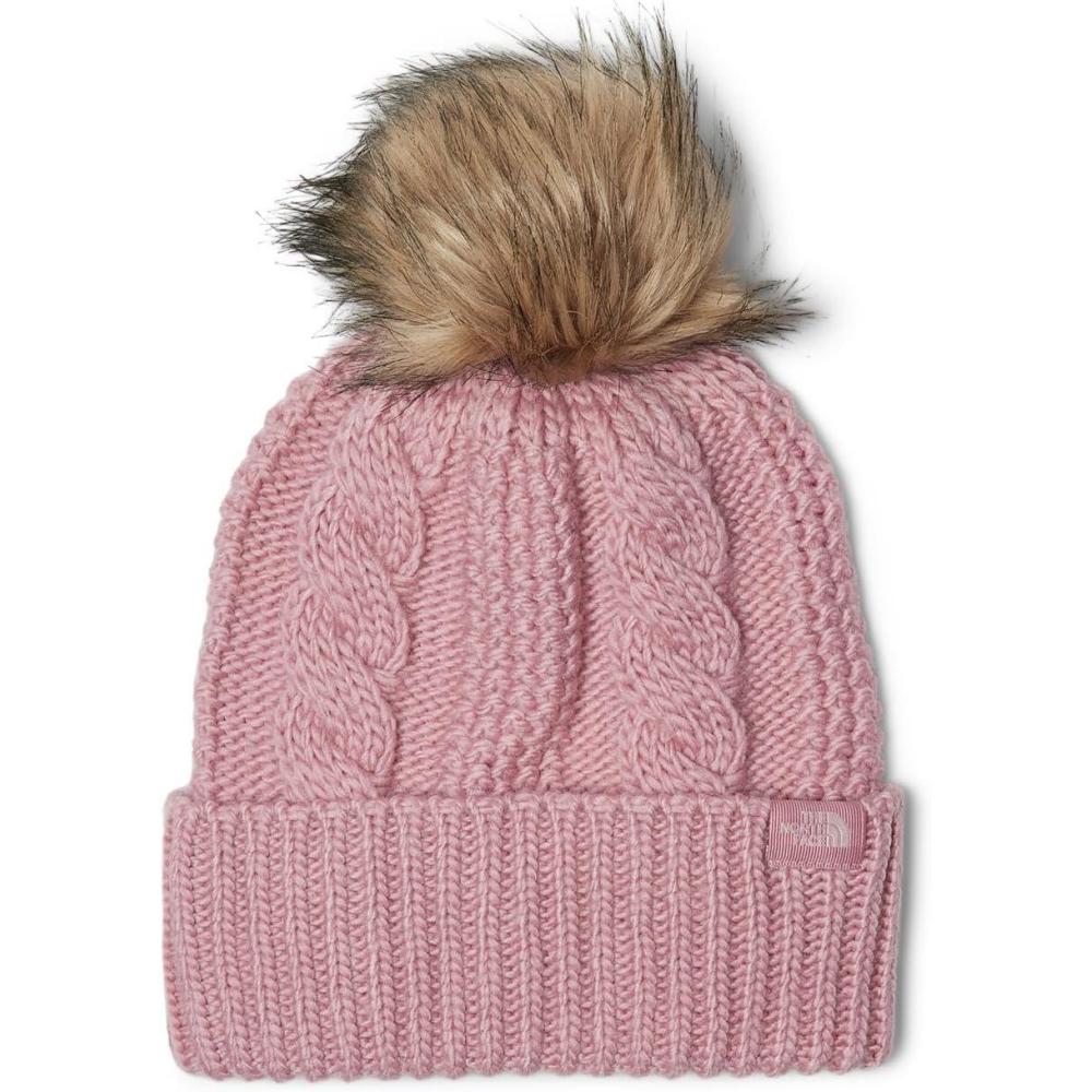 imageTHE NORTH FACE Womens Oh Mega Fur Pom Beanie Deep Fit Cuffed Winter Hat With Oversized Fauxfur Pom ampamp Cable DetailingMauve