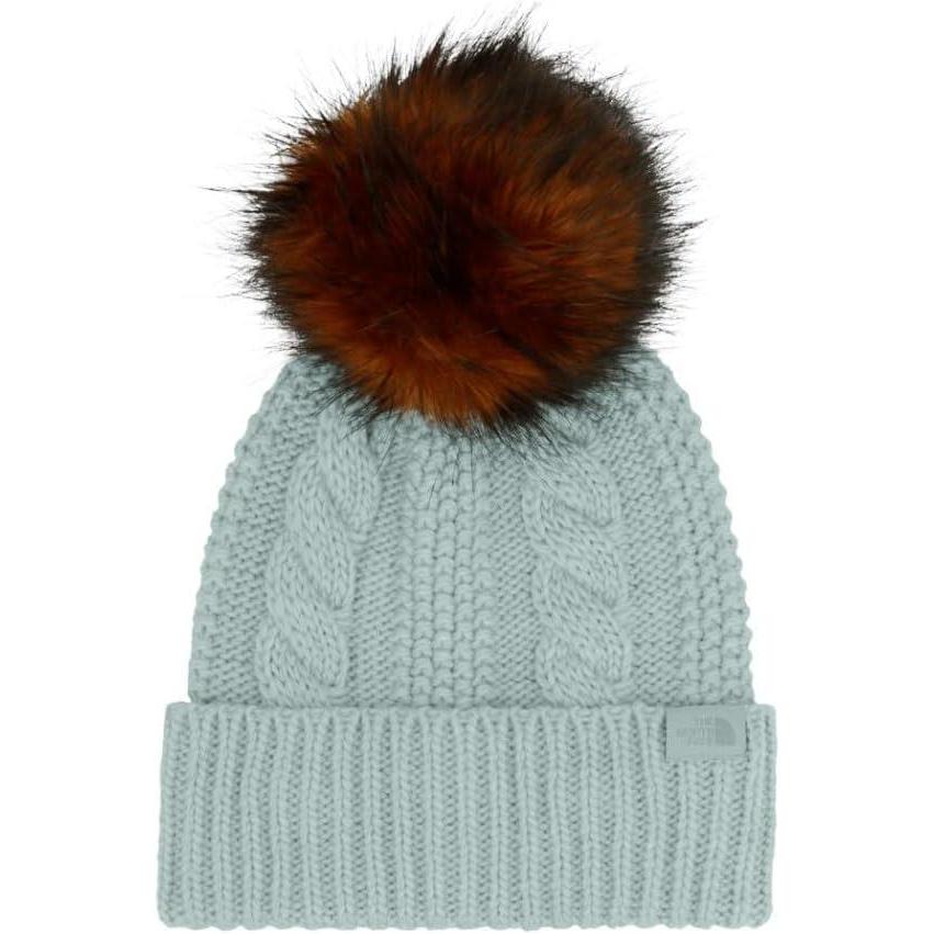 imageTHE NORTH FACE Womens Oh Mega Fur Pom Beanie Deep Fit Cuffed Winter Hat With Oversized Fauxfur Pom ampamp Cable DetailingMuted Pine