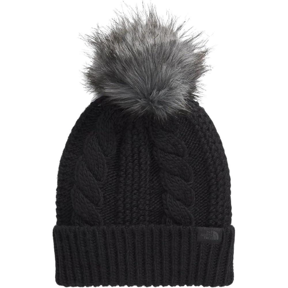 imageTHE NORTH FACE Womens Oh Mega Fur Pom Beanie Deep Fit Cuffed Winter Hat With Oversized Fauxfur Pom ampamp Cable DetailingTnf Black