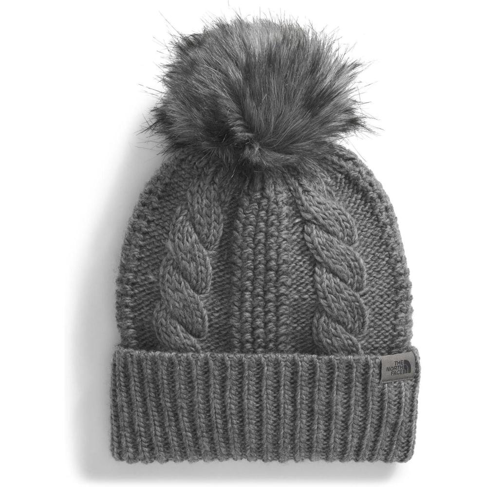 imageTHE NORTH FACE Womens Oh Mega Fur Pom Beanie Deep Fit Cuffed Winter Hat With Oversized Fauxfur Pom ampamp Cable DetailingTnf Medium Grey Heather