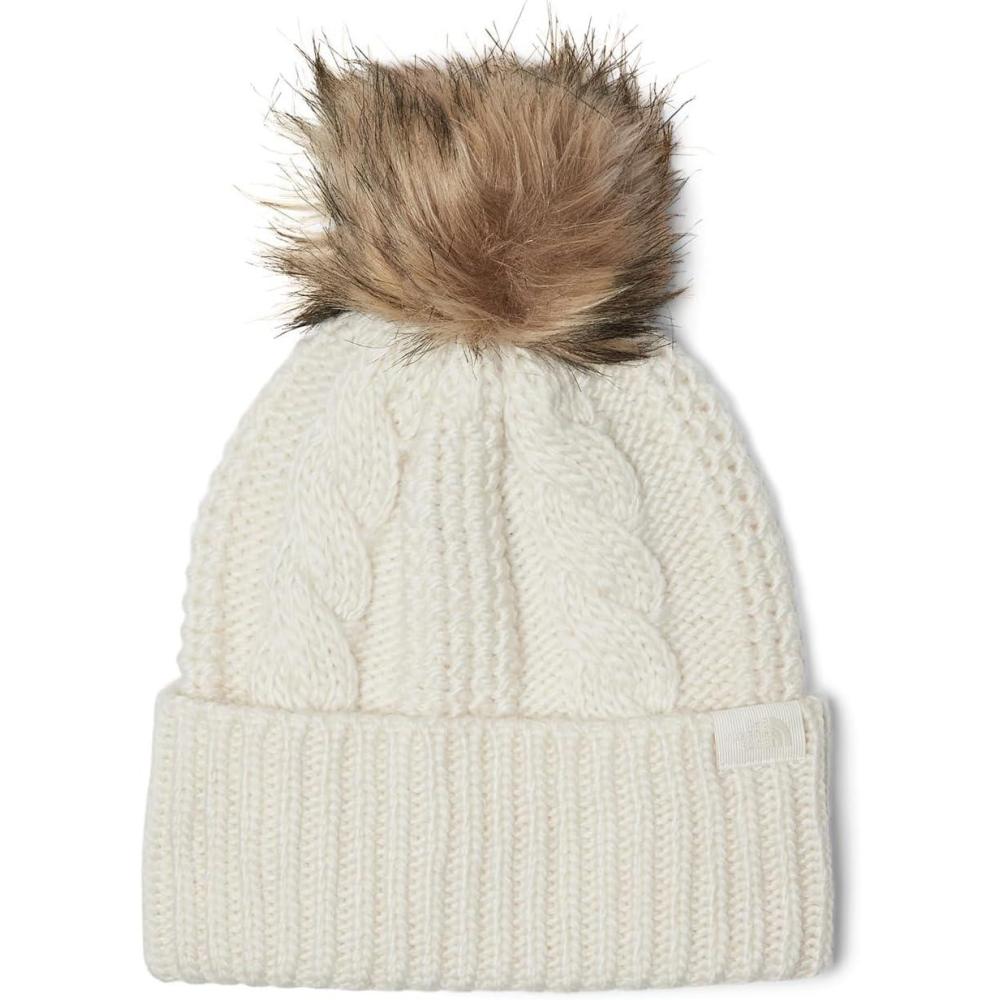 imageTHE NORTH FACE Womens Oh Mega Fur Pom Beanie  Deep Fit Cuffed Winter Hat With Oversized Fauxfur Pom ampamp Cable DetailingWhite Dune