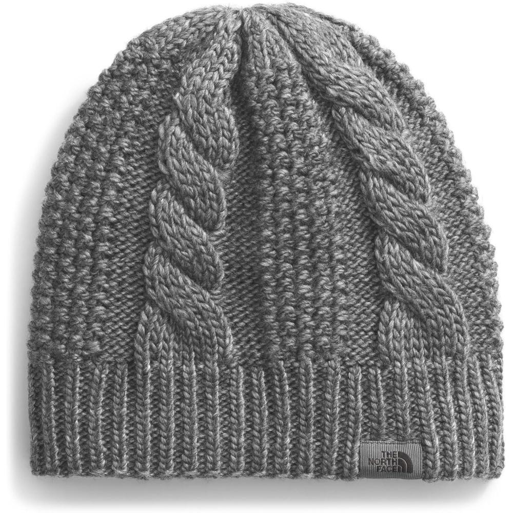 imageThe North FACE Womens Oh Mega Lined Beanie  Deep Fit Cuffed Winter Hat with Soft Cable Knit Texture ampamp Fleece LiningTnf Medium Grey Heather