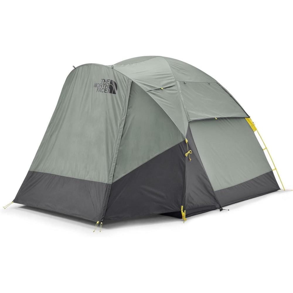 imageThe North Face Tents Wawona 4 Tent  FourPerson Camping Tent Water Repellent Spacious ampamp Easy to Set Up Attached Vestibule AreaAgave GreenAsphalt Grey
