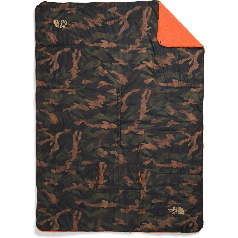 imageThe North Face Wawona Fuzzy Blanket Dual Sided ampamp Packable Design Ultra Soft Fleece Lining ampamp Water Repellent Outer Kangaroo Style Pocket New Taupe GreenSmokey Brown One SizeNew Taupe Green Tnf Camo Print