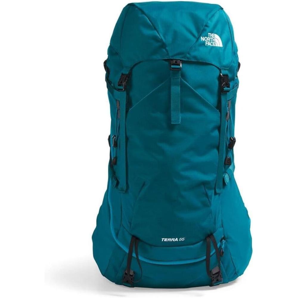 imageThe North Face Womens Terra 55 Backpack Hiking Pack with WomenSpecific Fit Padded Hipbelt CinchTop Opening Pole ampamp Ice Axe Attachments Asphalt GreyTNF BlackNPF XSmallSmallBlue MossSapphire Slatenpf