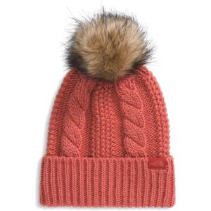 THE NORTH FACE Women’s Oh Mega Fur Pom Beanie | Deep Fit Cuffed Winter Hat With Oversized Faux-fur Pom & Cable Detailing(Mars Dust)