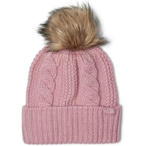 THE NORTH FACE Women’s Oh Mega Fur Pom Beanie | Deep Fit Cuffed Winter Hat With Oversized Faux-fur Pom & Cable Detailing(Mauve)