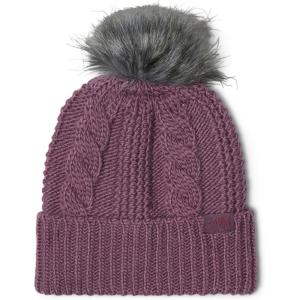 THE NORTH FACE Women’s Oh Mega Fur Pom Beanie | Deep Fit Cuffed Winter Hat With Oversized Faux-fur Pom & Cable Detailing(Midnight Mauve)