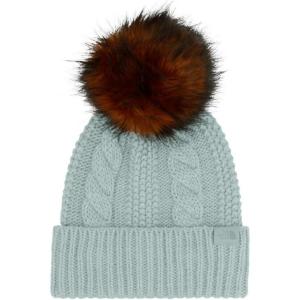 THE NORTH FACE Women’s Oh Mega Fur Pom Beanie | Deep Fit Cuffed Winter Hat With Oversized Faux-fur Pom & Cable Detailing(Muted Pine)