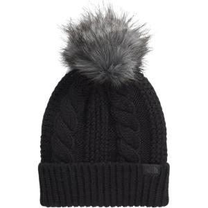 THE NORTH FACE Women’s Oh Mega Fur Pom Beanie | Deep Fit Cuffed Winter Hat With Oversized Faux-fur Pom & Cable Detailing(Tnf Black)