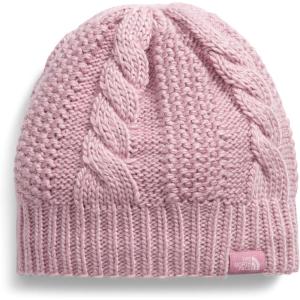 The North FACE Womens Oh Mega Lined Beanie | Deep Fit, Cuffed Winter Hat with Soft Cable Knit Texture & Fleece Lining(Mauve)