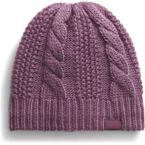 The North FACE Womens Oh Mega Lined Beanie | Deep Fit, Cuffed Winter Hat with Soft Cable Knit Texture & Fleece Lining(Midnight Mauve)