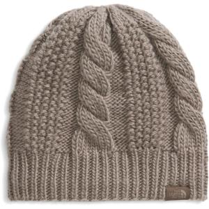 The North FACE Womens Oh Mega Lined Beanie | Deep Fit, Cuffed Winter Hat with Soft Cable Knit Texture & Fleece Lining(Mocha Brown)