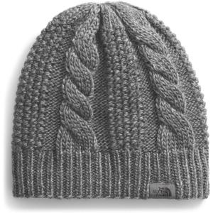 The North FACE Womens Oh Mega Lined Beanie | Deep Fit, Cuffed Winter Hat with Soft Cable Knit Texture & Fleece Lining(Tnf Medium Grey Heather)