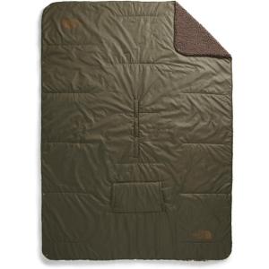 The North Face Wawona Fuzzy Blanket | Dual Sided & Packable Design, Ultra Soft Fleece Lining & Water Repellent Outer, Kangaroo Style Pocket, New Taupe Green/Smokey Brown, One Size(New Taupe Green/Smokey Brown)