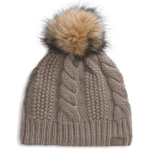The North Face Womens Oh Mega Fur Pom Lined Beanie(Mocha Brown)
