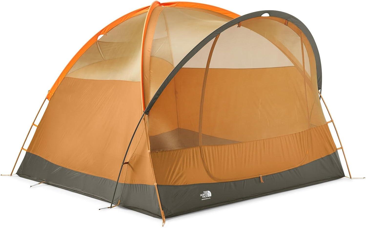 imageTHE NORTH FACE Wawona 6 Tent SixPerson Camping Tent Water Repellent Spacious ampamp Easy to Set Up Attached Vestibule AreaLight Exuberance OrangeTimber TanNew Taupe Green