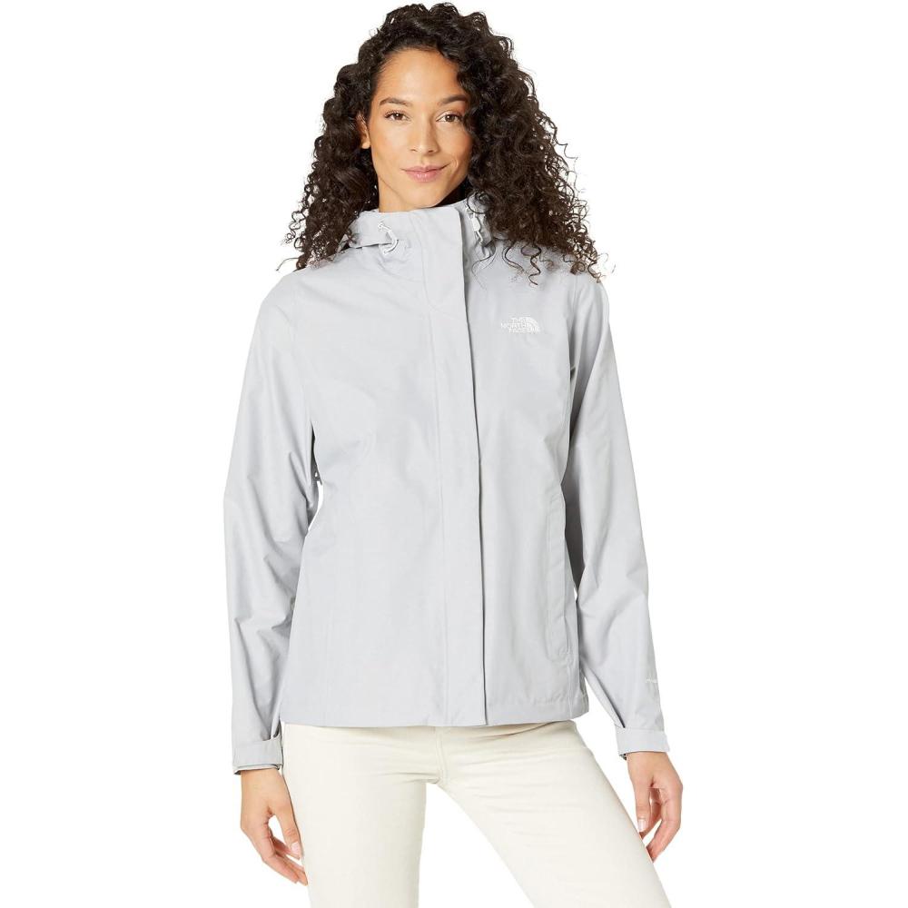 imageTHE NORTH FACE Womens Venture 2 Waterproof Hooded Rain Jacket Raincoat With Breathable Dryvent 25l Fabric PitzipsLight Grey Heather
