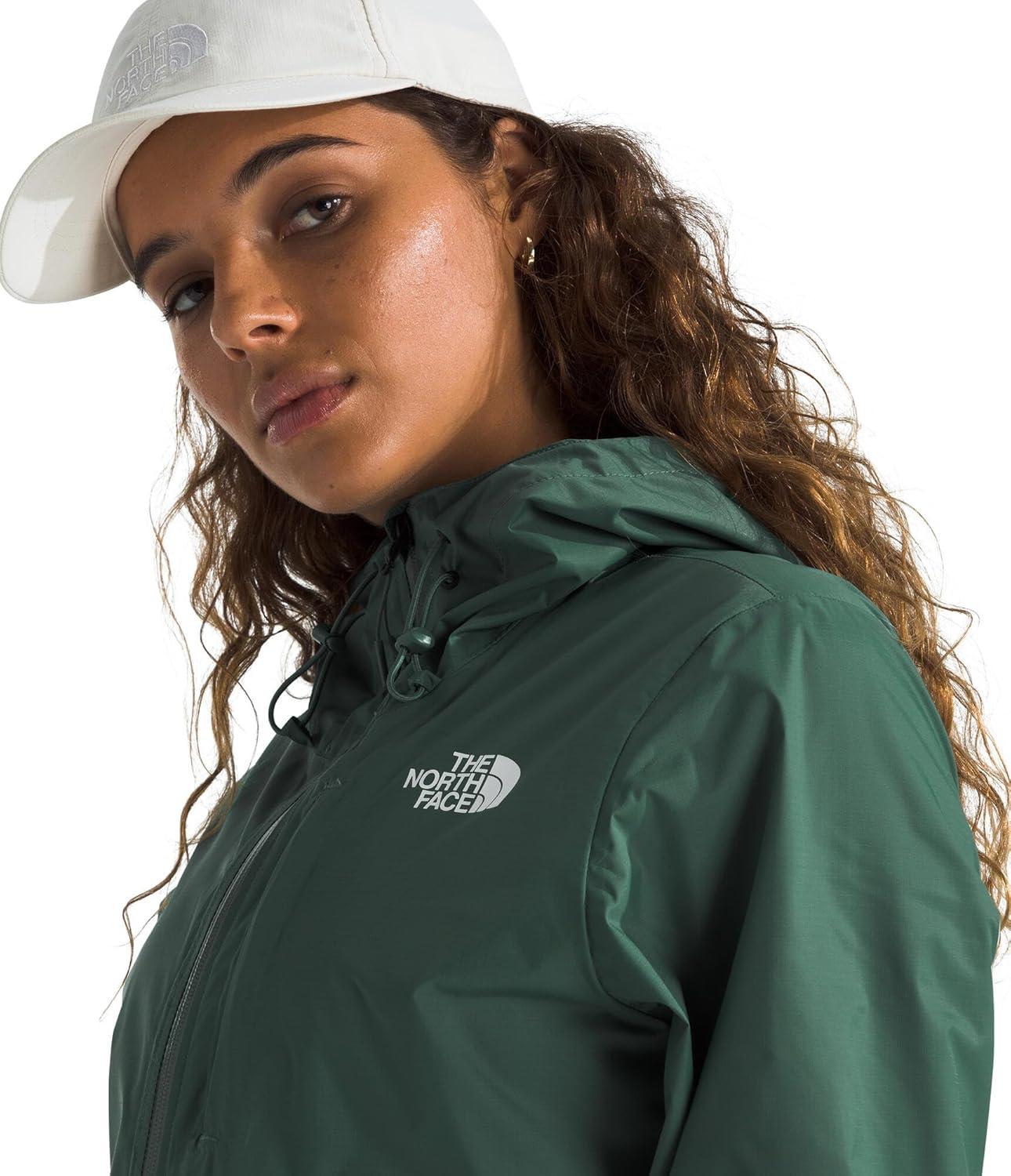 imageTHE NORTH FACE Womens Alta Vista Rain Jacket 3 Piece Hood With Adjustable Cinchcord Waterproof BreathableDuck Green