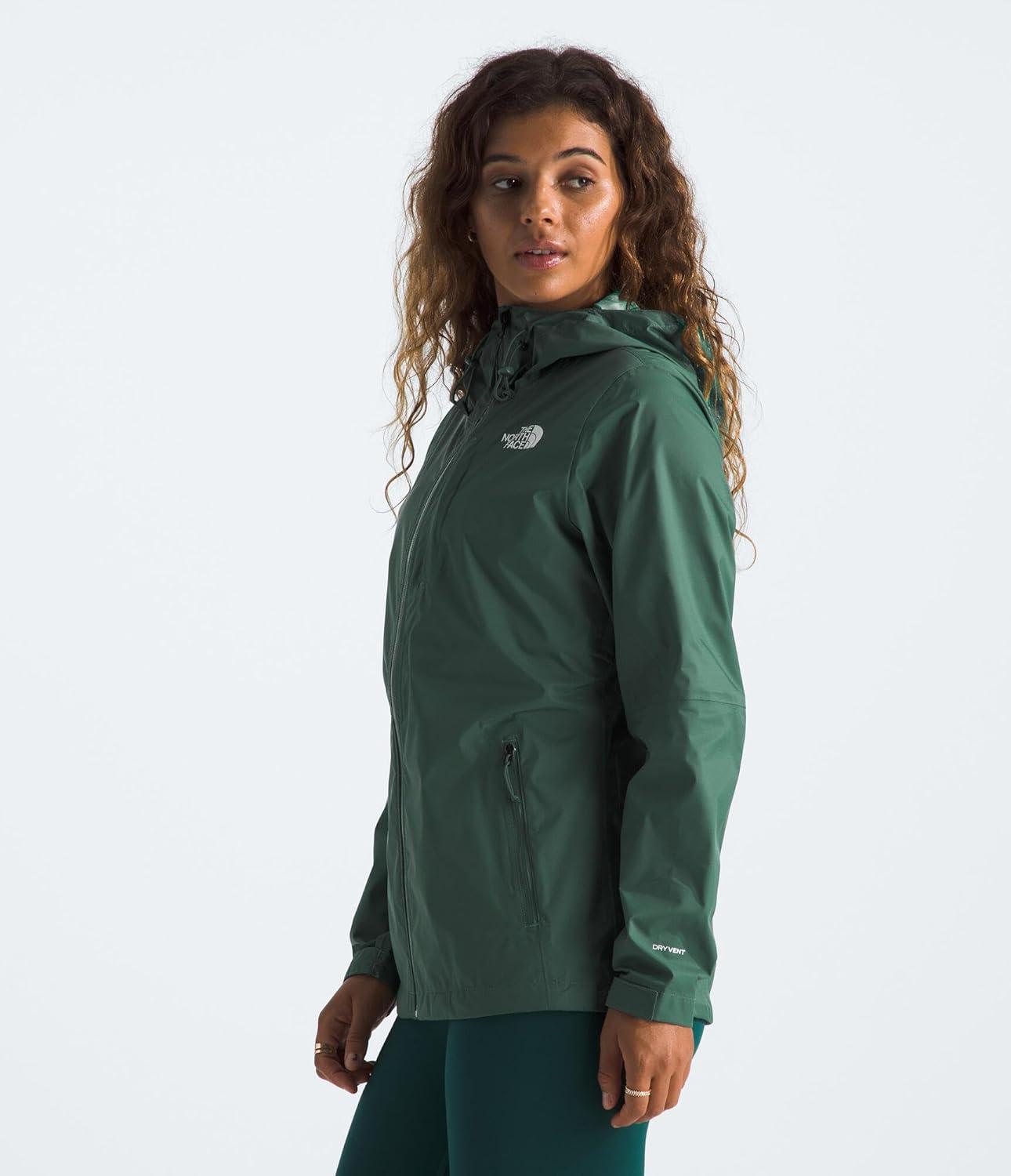 imageTHE NORTH FACE Womens Alta Vista Rain Jacket 3 Piece Hood With Adjustable Cinchcord Waterproof BreathableDuck Green