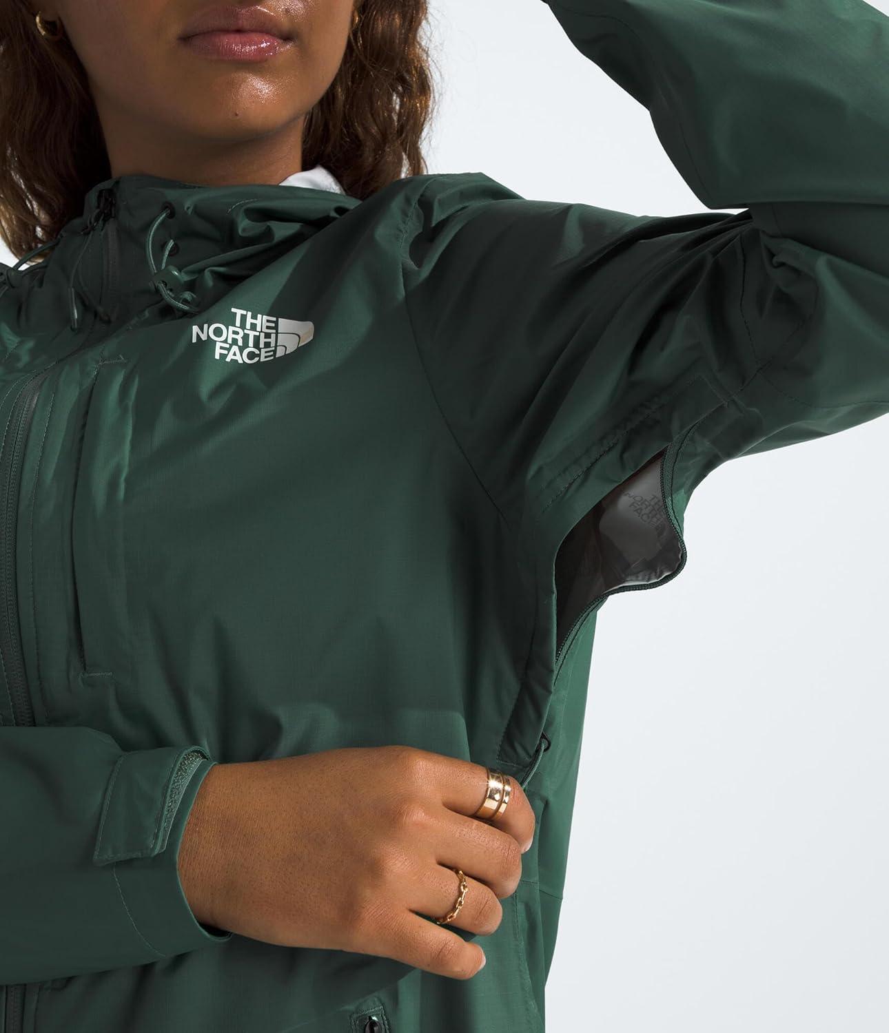 imageTHE NORTH FACE Womens Alta Vista Rain Jacket 3 Piece Hood With Adjustable Cinchcord Waterproof BreathableDuck Green