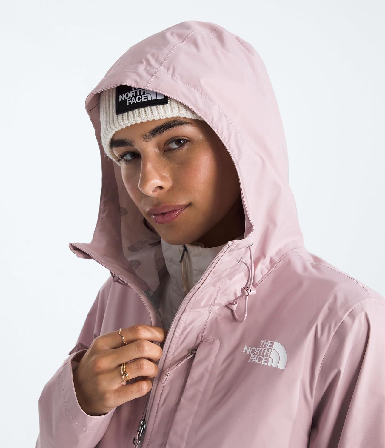 imageTHE NORTH FACE Womens Alta Vista Rain Jacket 3 Piece Hood With Adjustable Cinchcord Waterproof BreathableMetal Pink