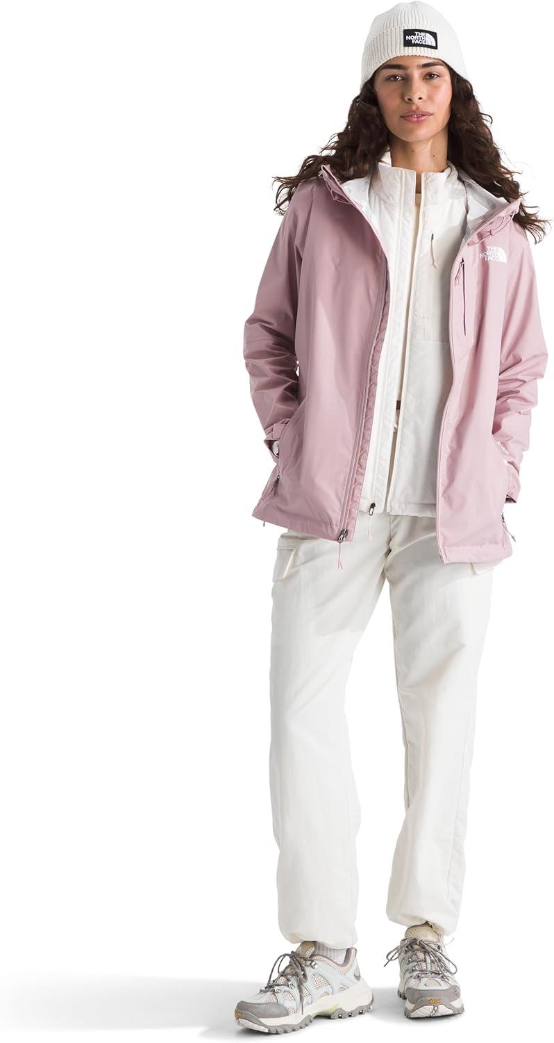 imageTHE NORTH FACE Womens Alta Vista Rain Jacket 3 Piece Hood With Adjustable Cinchcord Waterproof BreathableMetal Pink