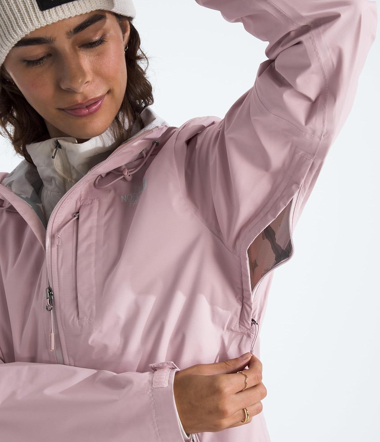 imageTHE NORTH FACE Womens Alta Vista Rain Jacket 3 Piece Hood With Adjustable Cinchcord Waterproof BreathableMetal Pink