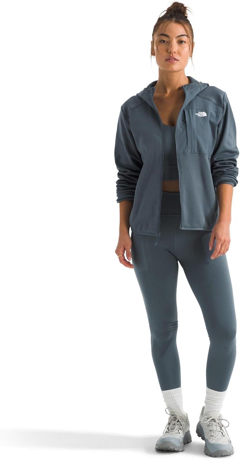 imageTHE NORTH FACE Womens TNF Performance Fleece Full Zip Hoodie Lightweight Hooded Top Elastic Binding amp Zip PocketsGranite Grey