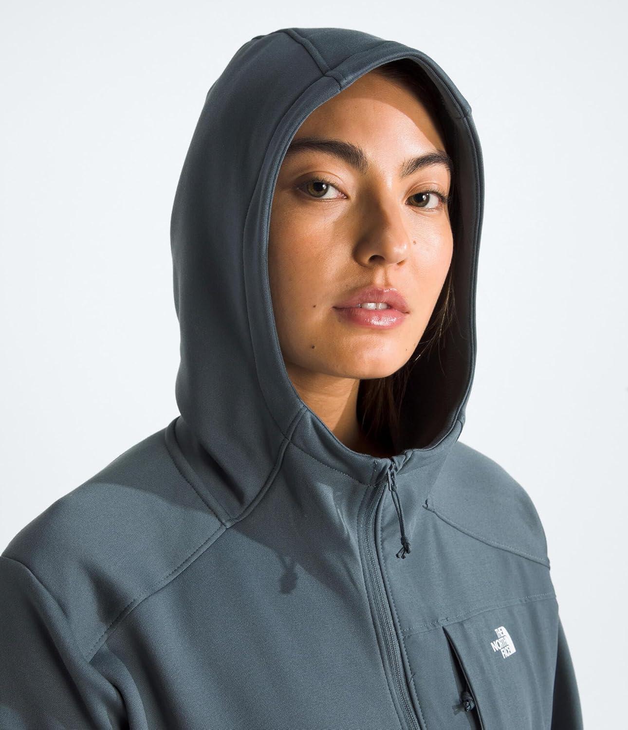 imageTHE NORTH FACE Womens TNF Performance Fleece Full Zip Hoodie Lightweight Hooded Top Elastic Binding amp Zip PocketsGranite Grey