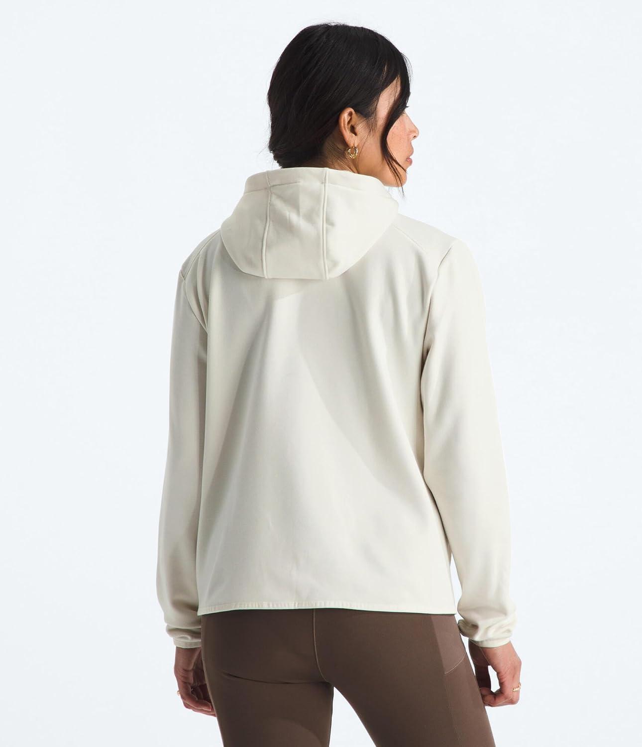 imageTHE NORTH FACE Womens TNF Performance Fleece Full Zip Hoodie Lightweight Hooded Top Elastic Binding amp Zip PocketsWhite Dune