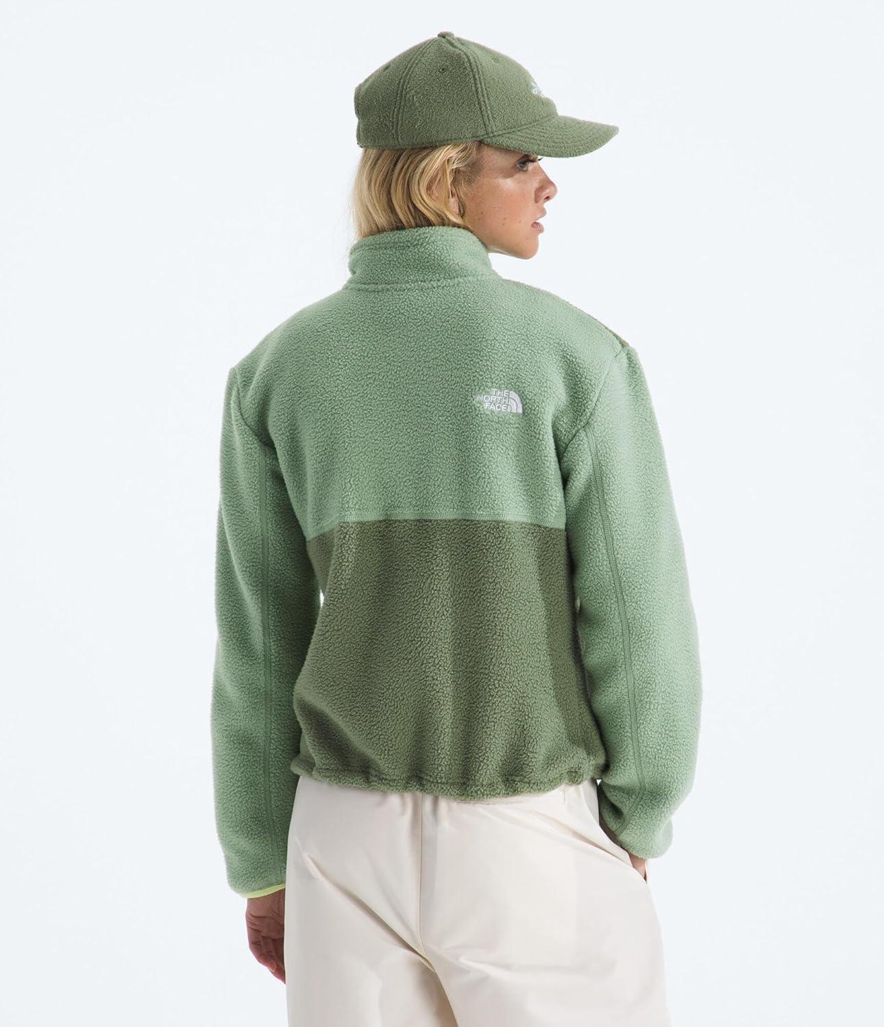 imageTHE NORTH FACE Womens Yumiori Quarter Zip Jacket Lightweight Fleece Coat With Embroidered Logo Secure Zip Chest PocketBark MistSlate MossAstro Lime