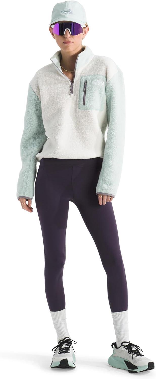 imageTHE NORTH FACE Womens Yumiori Quarter Zip Jacket Lightweight Fleece Coat With Embroidered Logo Secure Zip Chest PocketWhite DuneOpal FrostTranscendent Grey