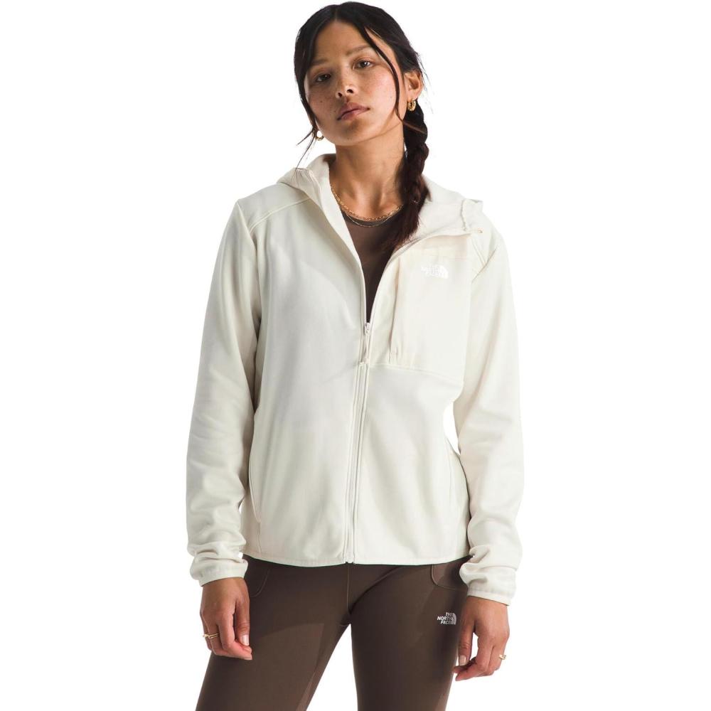 imageTHE NORTH FACE Womens TNF Performance Fleece Full Zip Hoodie Lightweight Hooded Top Elastic Binding amp Zip PocketsWhite Dune