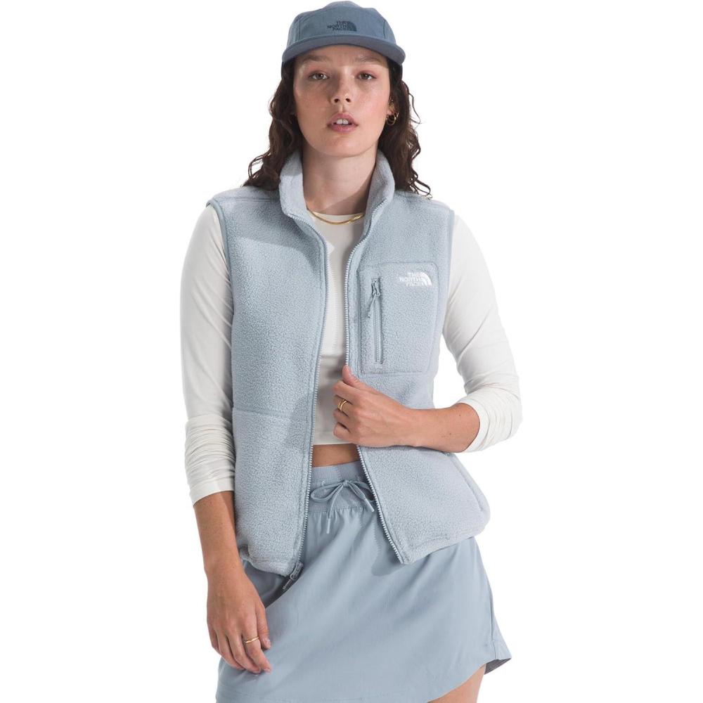 imageTHE NORTH FACE Womens Yumiori Vest Lightweight Fleece Zip Up With Stretch Binding Internal Cinch Cord amp Zip PocketsFrost Grey